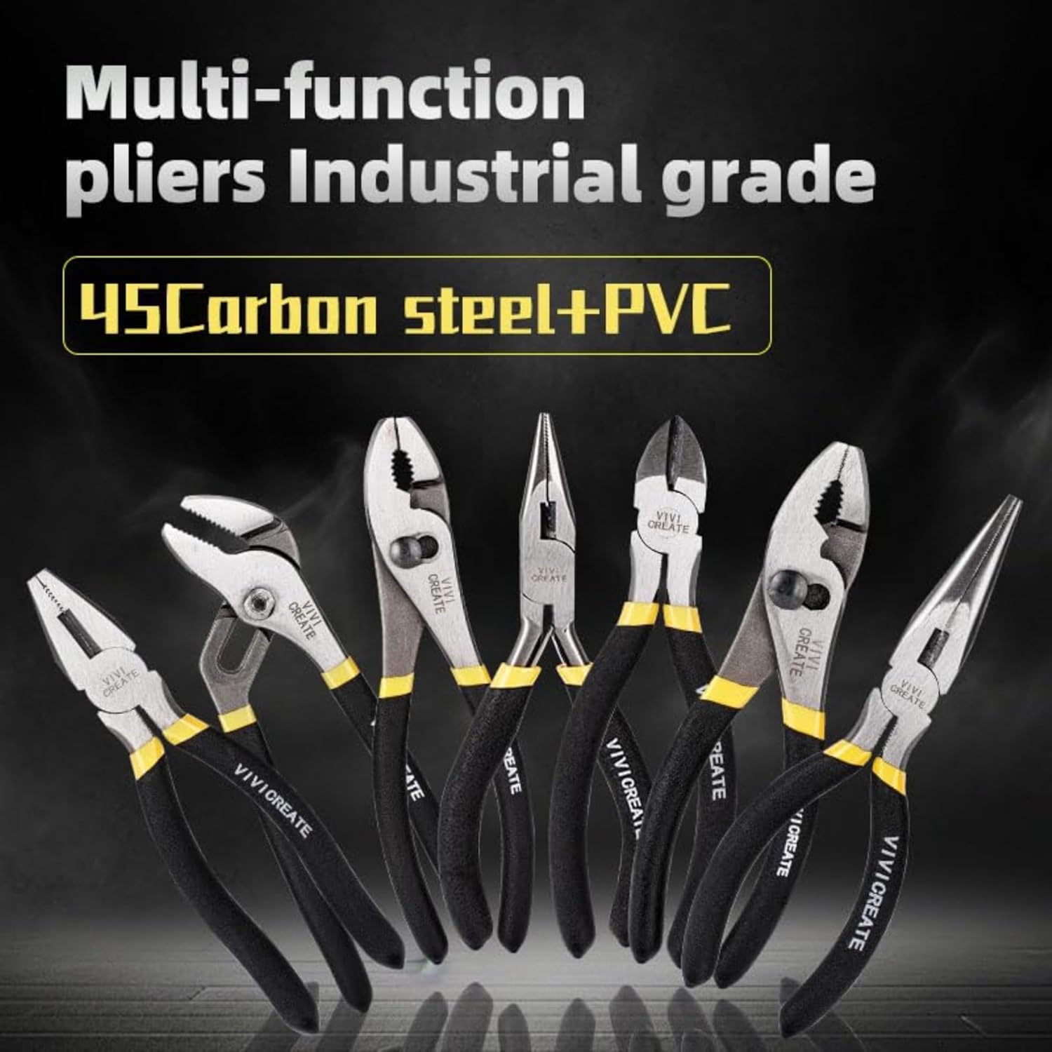 Vivicreate 7-Piece Pliers Set Heavy Duty Multipurpose Tools for Home Repair DIY Auto Electrical Work Includes Long Nose Slip Joint Linesman and Diagonal Pliers Alicates de Corte Herramientas - Image 7