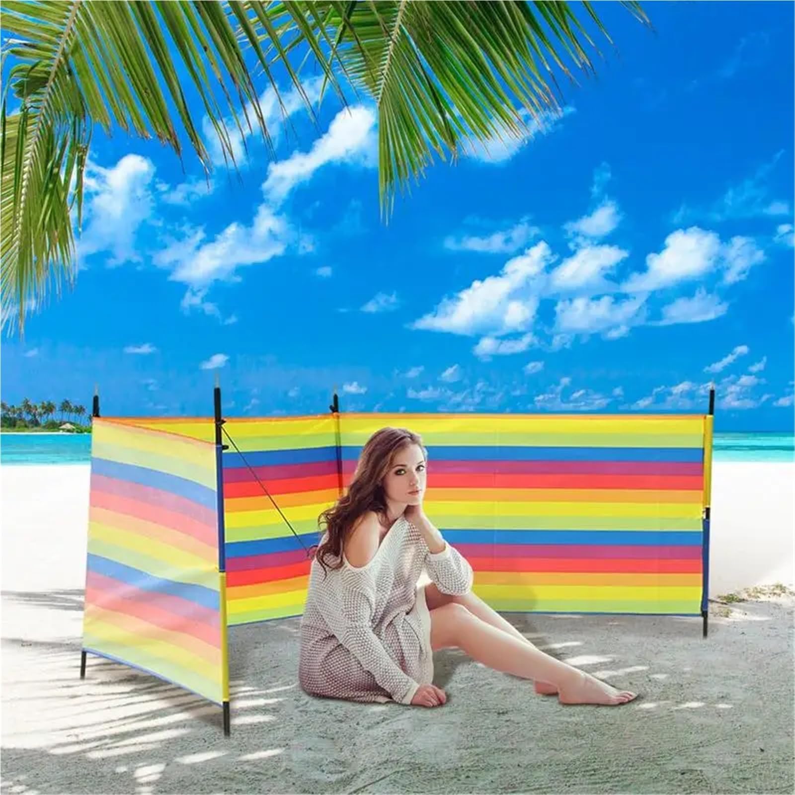 Paravento da Spiaggia Schermo Antivento for Tende da Esterno Blocca efficacemente la Vista e Protegge la Privacy Personale Stabile e Resistente al Vento(M)