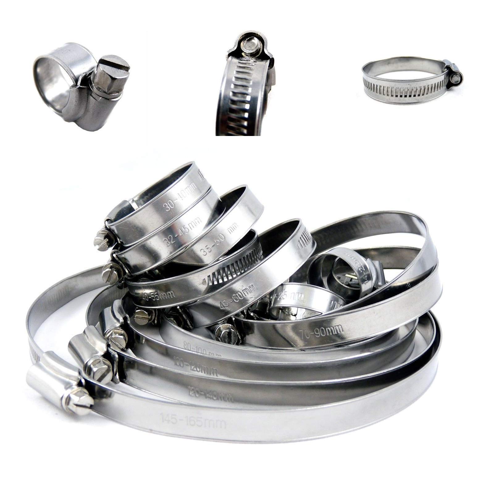 On1shelf White W1 Zinc Plated British Type Hose Clamp 145-165Mm X1