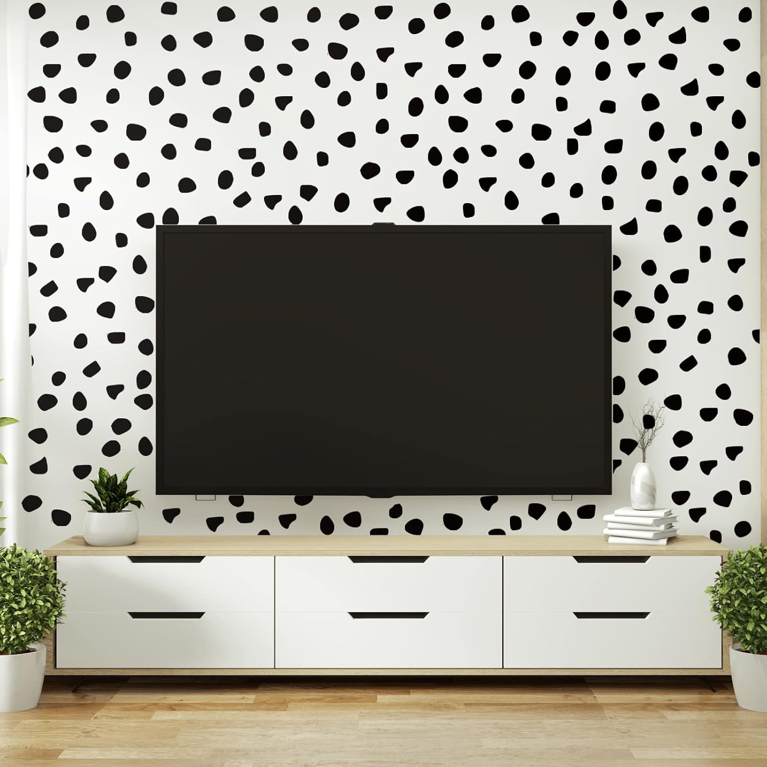 500 Pieces Irregular Polka Black Dots Boho Headboard Sticker Vinyl Nursery Wall Decals Wall Decor Peel and Stick Dot Wallpaper Sticker for Kids Baby Girl Bedroom Home Classroom Decoration