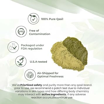 100% Pure & Lab Tested Organic Qasil | Deep Cleansing | Brightens | Minimizes Pores | Reduces Acne | Evens Skin Tone | Natural Soap for Beard & Hair Mask, somalia Powder