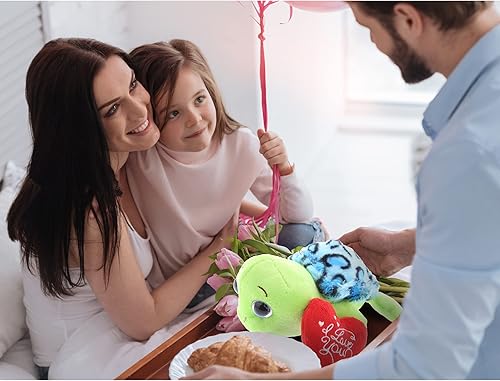 Miniatura 7 de DolliBu Tortuga marina de peluche con concha azul con corazón rojo y nombre, regalo personalizado para el día de San Valentín, cumpleaños,