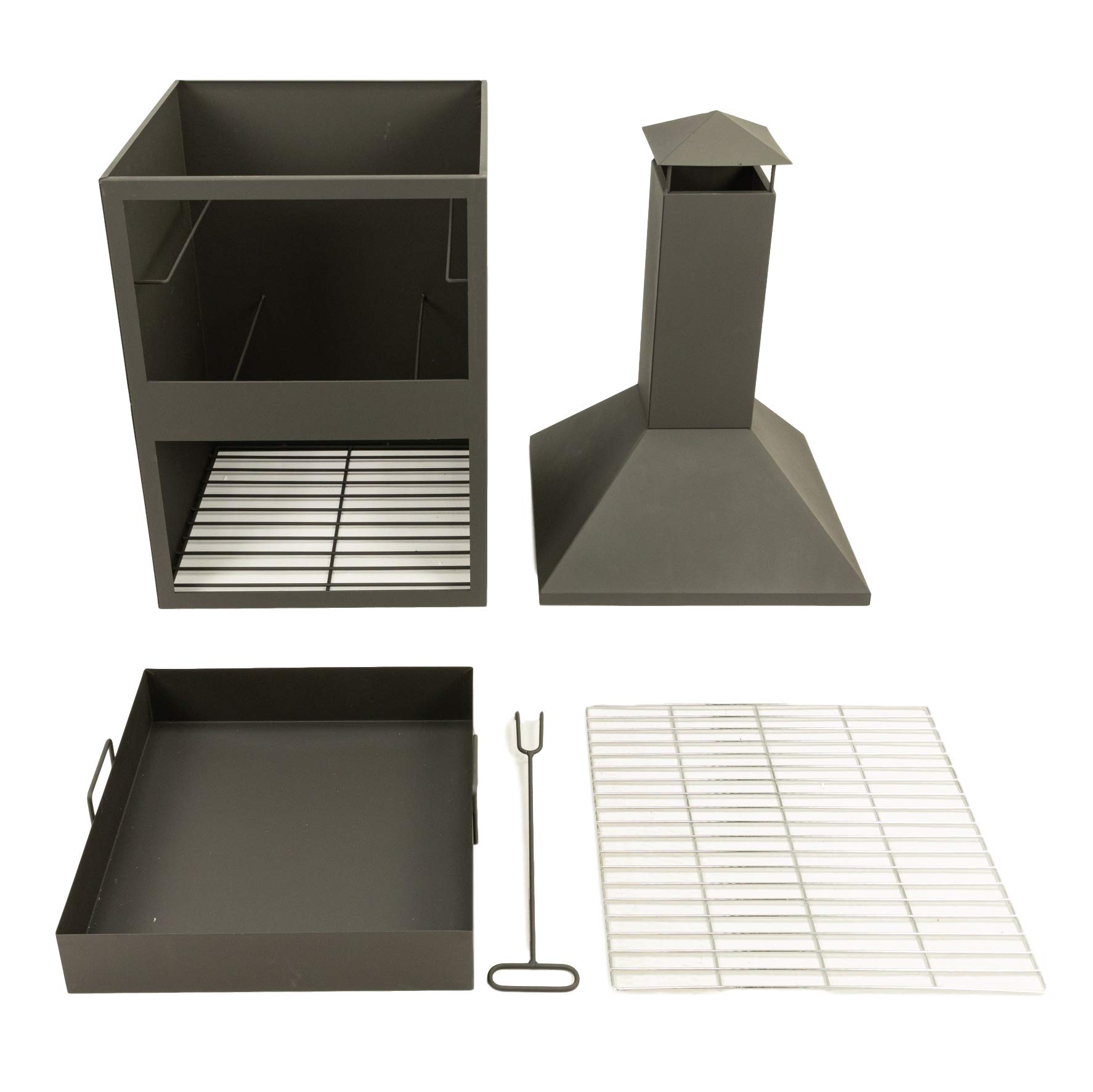 MaxxGarden Helios Garten Kamin - Terrassenkamin - Outdoor Gartenkamin - Terrassenofen - Mit Holz Ablageort - Mit Schornstein - zum Entspannen - 118 x 45 cm - Schwarz