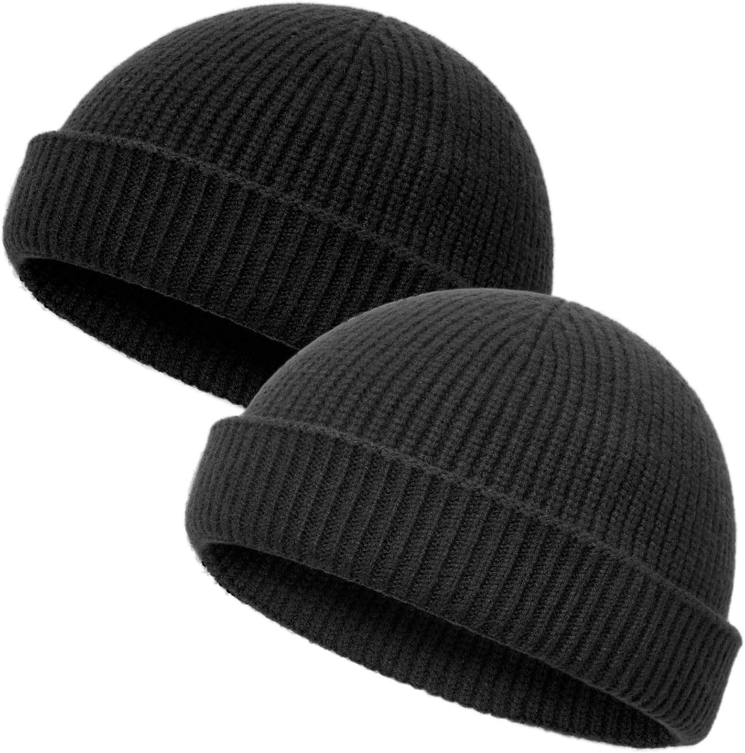 vidsel Thin Wool Fisherman Beanie Hat for Men Women Fall Winter,Short Knit Cuffed Fashion Trawler Skull Cap,Watch Cap