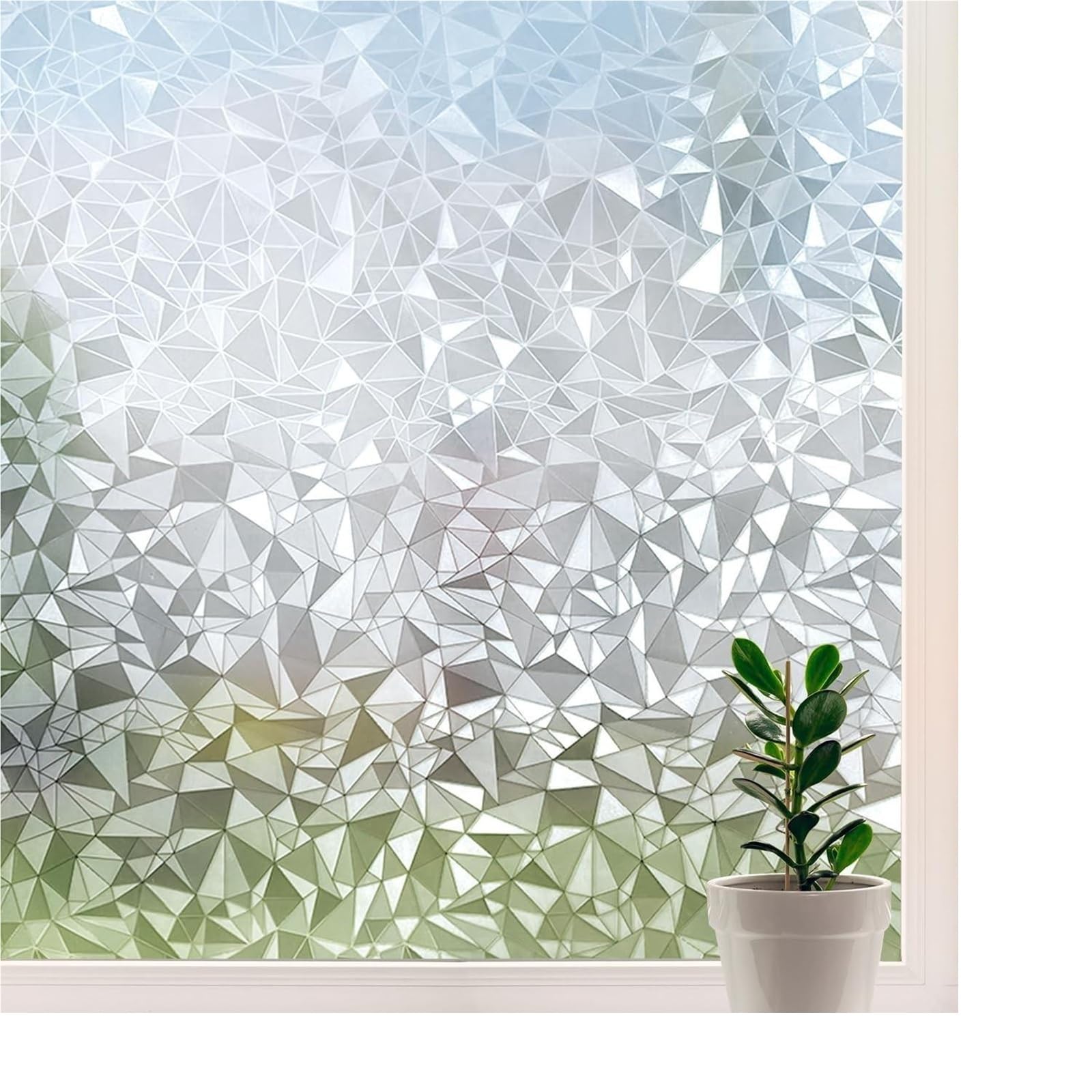 Window Film Privacy 1PCS Window Privacy Film Frosted 3D Diamonds Glass Opaque for Non Adhesive Removable(30x200cm)