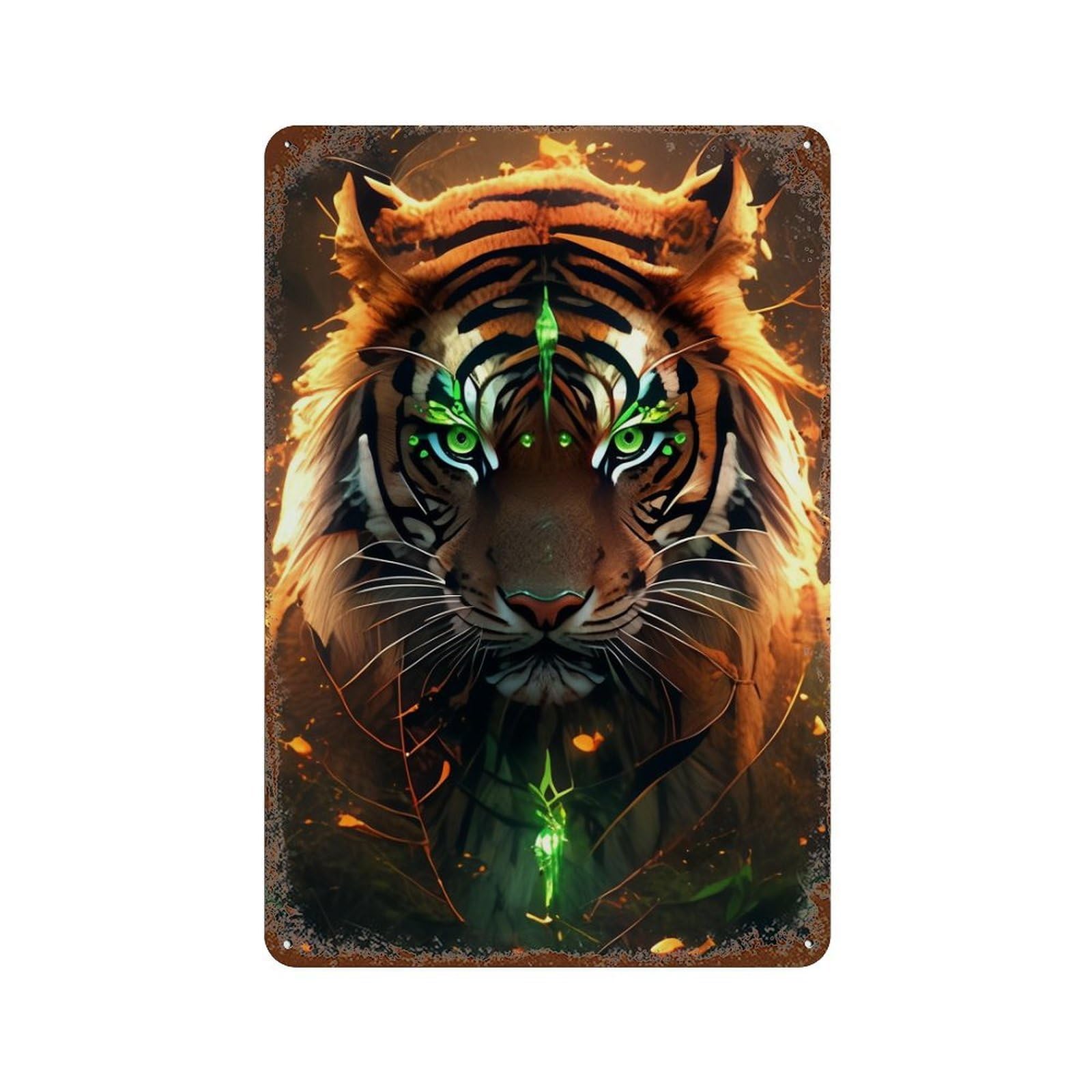 Tiger Fantasy Artwork-2 Rusty Metal Tin Sign 11.8"x7.9", Ideal for Shed, Workshop And Garage Wall Decor