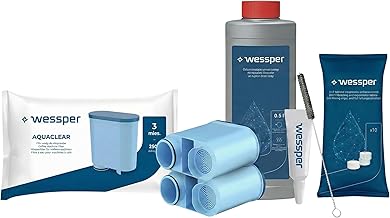 Wessper Philips & Saeco Maintenance Kit - 2x Filters Compatible with AquaClean CA6903, Descaler 500ml, 10x Tablets, Grease & Brush - Automatic & Espresso Coffee Machine Cleaning