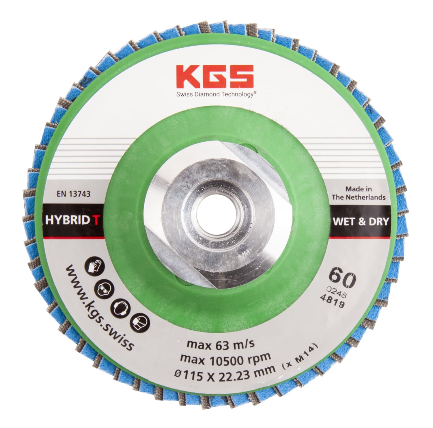 KGS HYBRID T - Discos de láminas ø115 - M14 - grano 60 verde