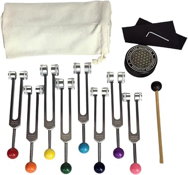 Chakra Tuning Fork Set for Healing, Tuning Fork Therapy, Tuning Forks Neurology with Activator, Tuning Fork Medical for Yoga, Meditation, Sound Therapy, Less Stress and Relaxation