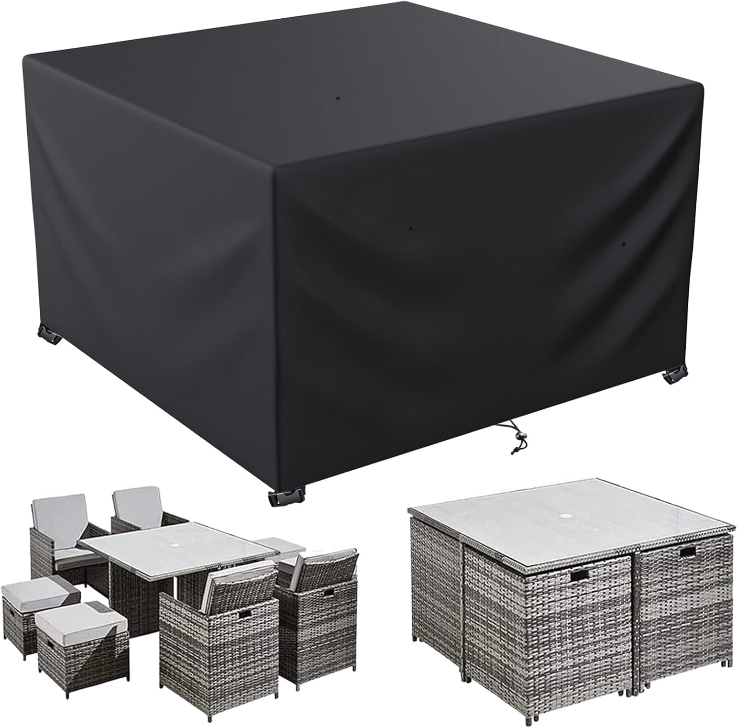 LCGOD Garden Furniture Covers – Waterproof, Heavy Duty 600D Oxford Fabric, Windproof, Anti-UV Outdoor Table Covers (250 x 250 x 90 cm) LCGOD Garden Furniture Covers – Waterproof, Heavy Duty 600D Oxford Fabric, Windproof, Anti-UV Outdoor Table Covers (250 x 250 x 90 cm)