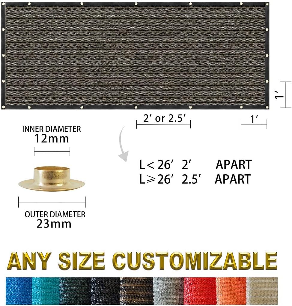 Zip Cable Ties and 4' x 18' Brown Privacy Screen Fence Cover Panel Shade Cloth Fabric for Chain Link Fence Balcony Deck Patio Pool Railing Porch Playground Yard Garden Farm