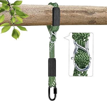 3.33ft Tree Swing Hanging Straps, 800 LB Capacity Adjustable Nylon Heavy Duty Swing Ropes with Safer Lock Snap Carabiner for Hammock, Swing, Outdoor Camping and Aerial Yoga