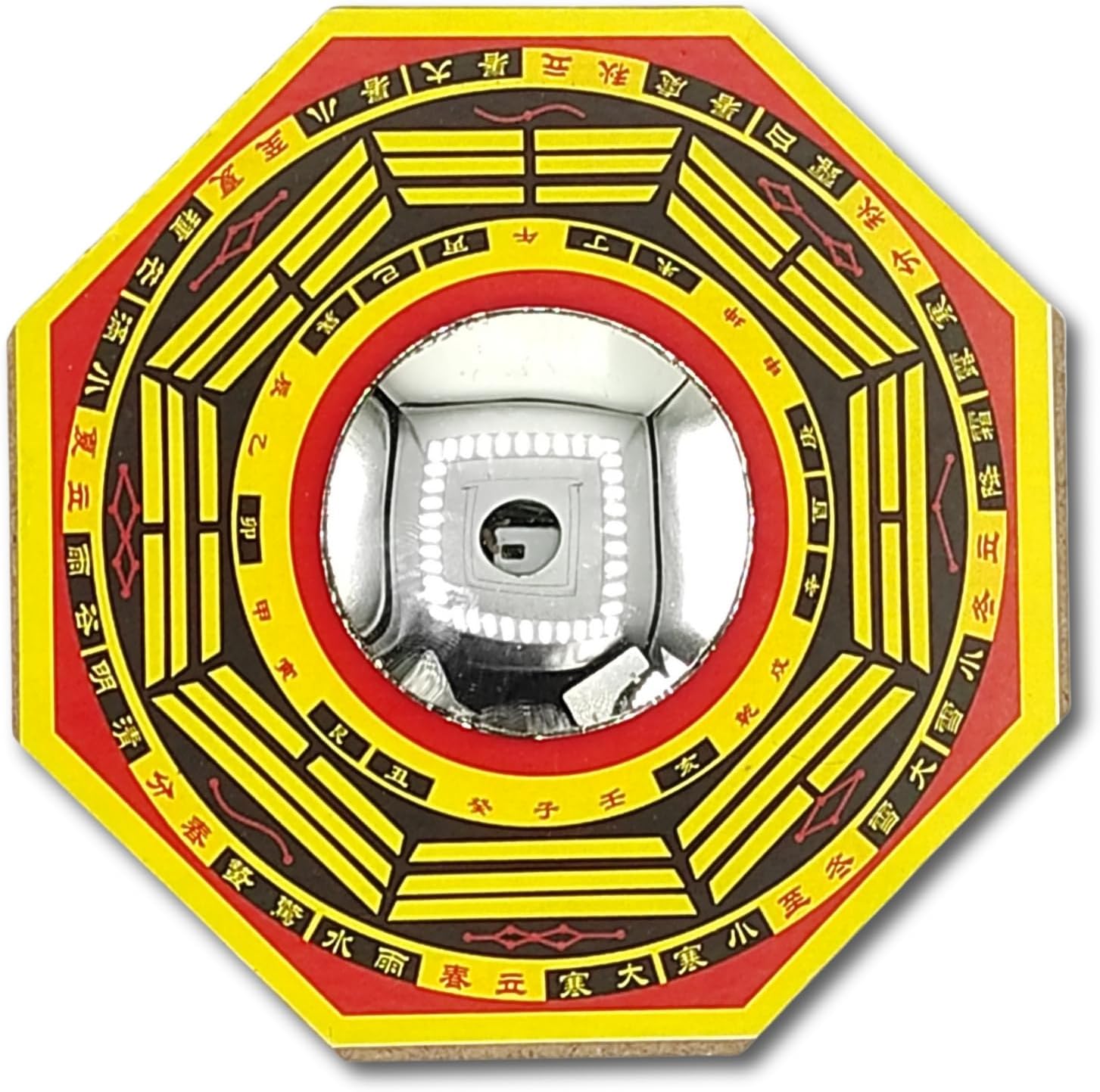 Plus Value Wood Feng-Shui Pakua Bagua Convex Mirror for Home, Office, Shop, Business Main Door Entrance Protection Evil Eye, Positive Energy Vastu Remedy (4.5-Inches, Wall Hanging Decor), Multi Colour