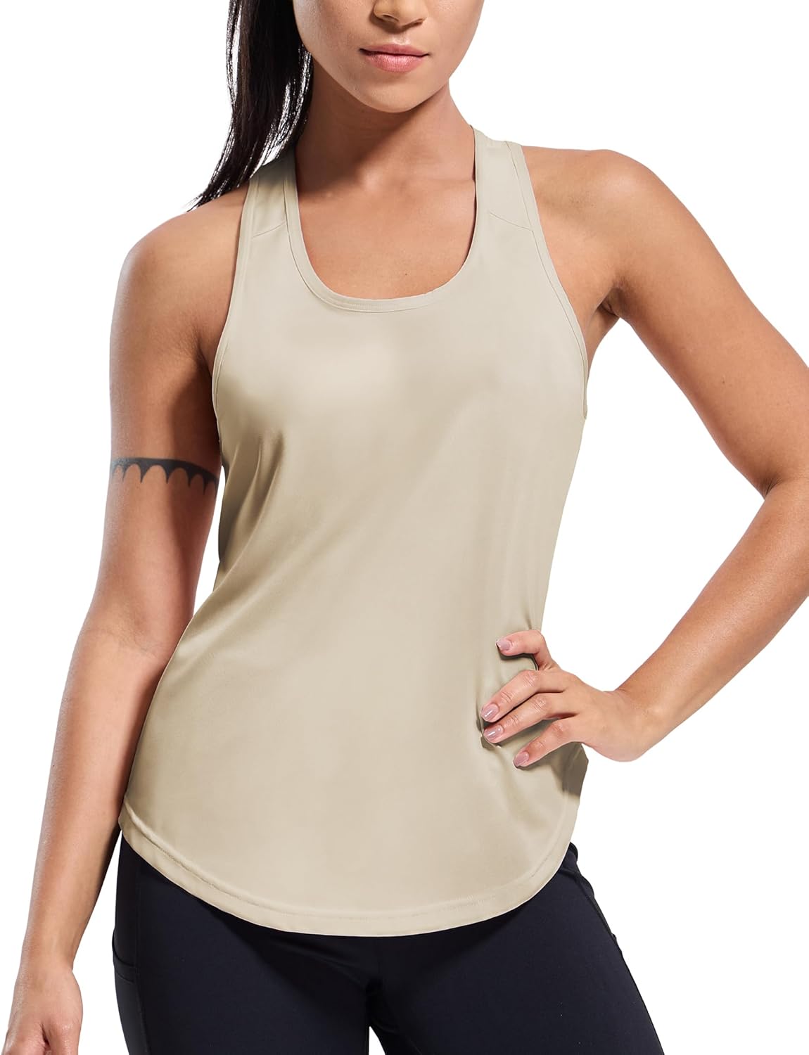 MIER Workout Tank Tops for Women Racerback Athletic Sleeveless Loose Fit Muscle Tee Shirts Dry Fit Runing Gym Yoga Top Summer