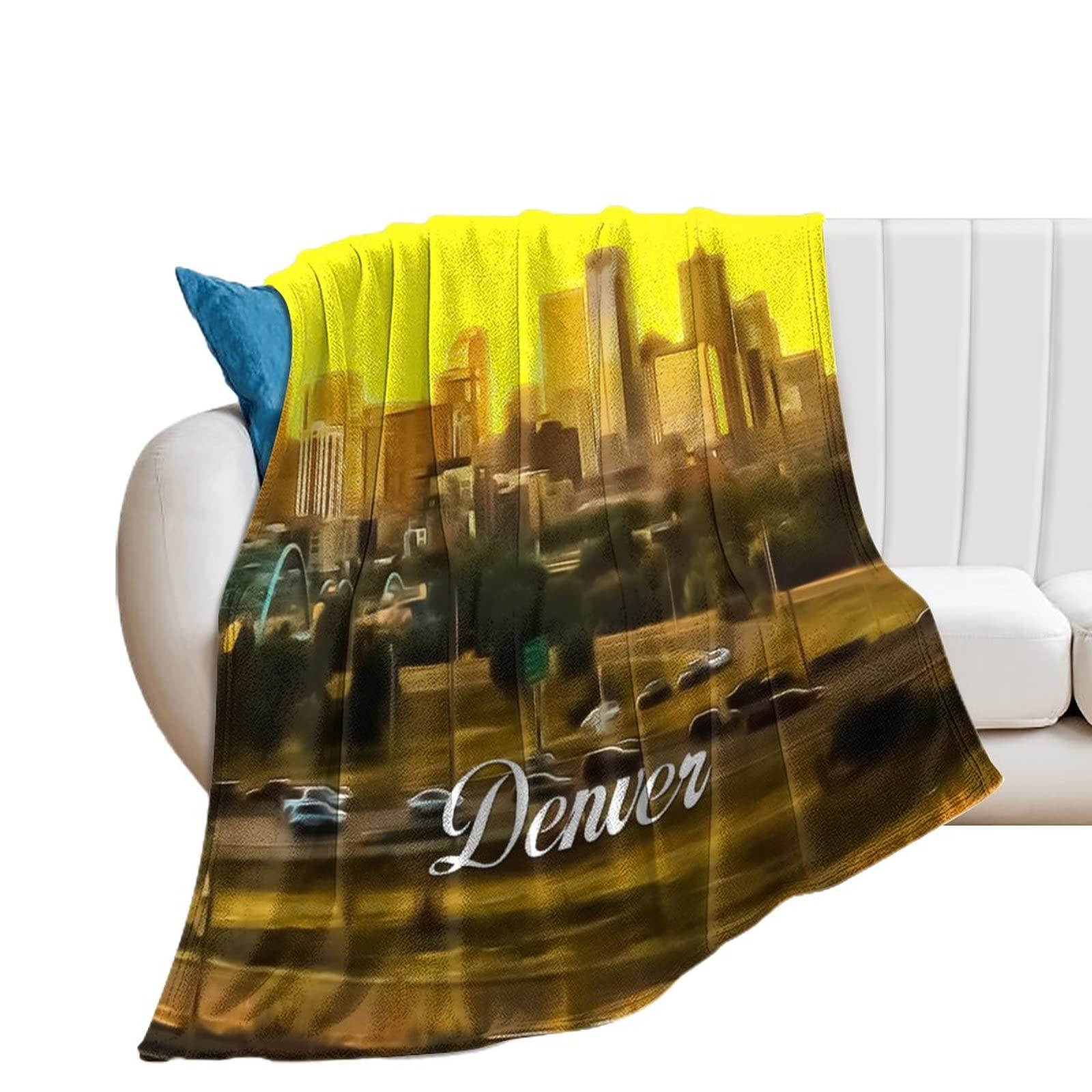Couverture en flanelle pour canapé plaid paysage urbain doux