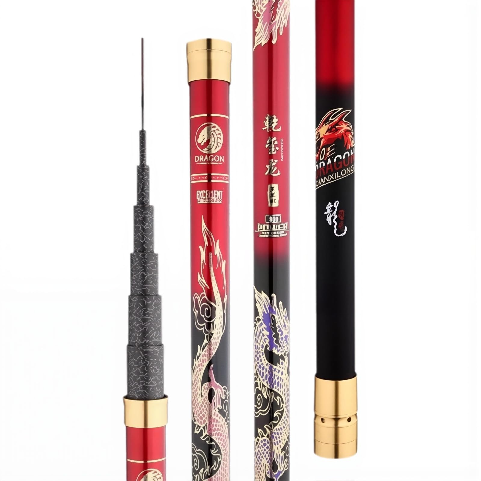 Canne à pêche télescopique en Carbone 8m-16m Ultra-LéGer Ultra-Dur Canne A Carpe Canne a Peche Chinoise Canne A Peche Au Coup Convient Aux Lacs RéServoirs RivièRes Et éTangs(Red,12m)