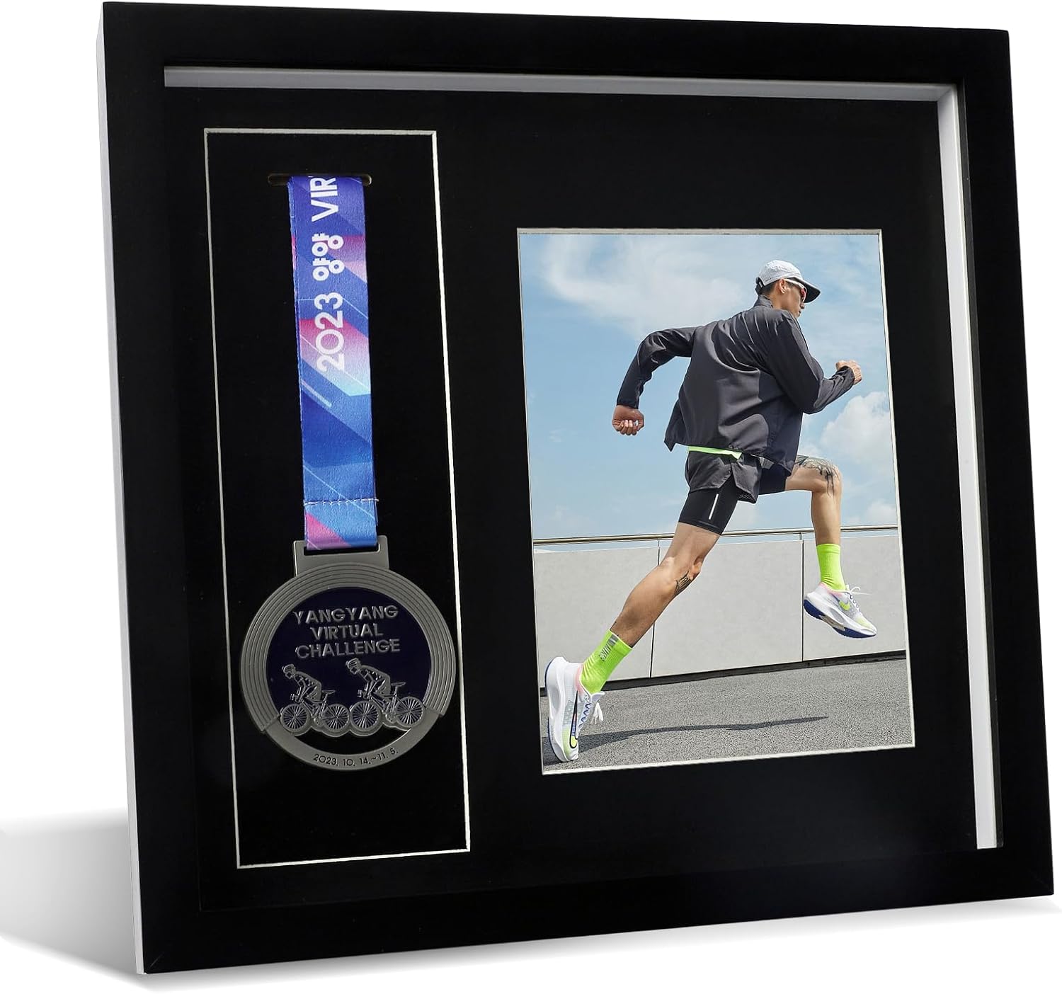 Medal Display Case – 13x13” Black Wooden Shadow Box, Military Medal Frame, Sports Award Display, Keepsake & Memorabilia Holder – Wall-Mount & Tabletop