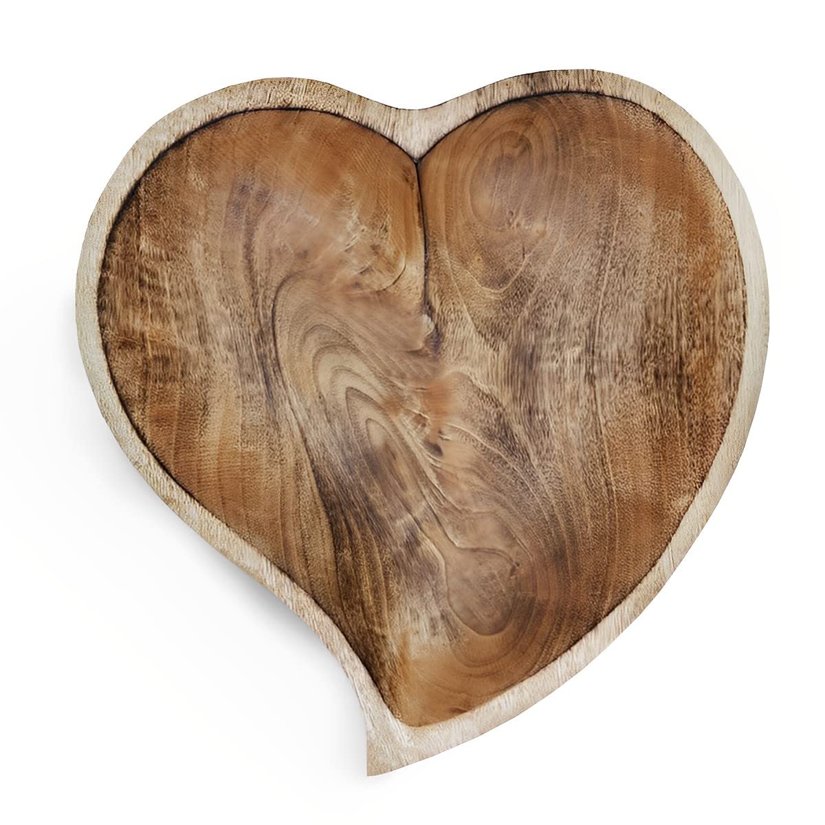 WitnyStore Cuenco con forma de corazón curvado de 12 pulgadas, cuenco funcional y coleccionable, cuenco de madera hecho a mano para servir caramelos, frutos secos, postres, frutas o decoración de