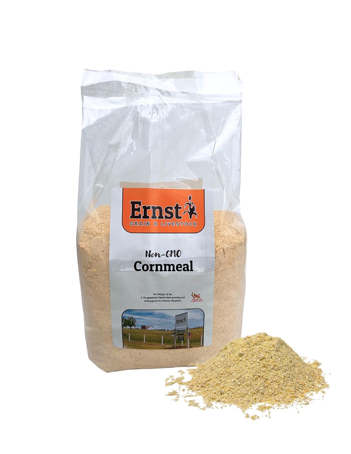 Ernst Grain & Livestock Non‑GMO Fine‑Ground Cornmeal – Premium Feed‑Grade 46 lb (760 oz) Bulk Bag – All‑Natural, Unprocessed Grain Meal for Poultry, Livestock & Small Animals