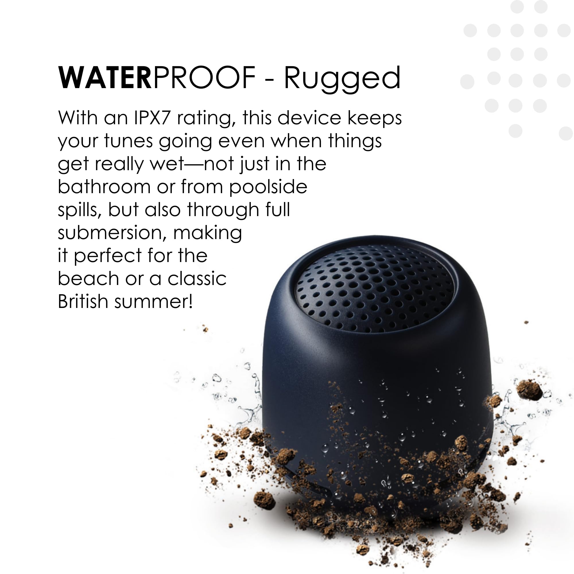 Boompods Zero XL Ocean Przenośny głośnik Bluetooth IPX7, wodoodporny głośnik prysznicowy, 9 godzin pracy baterii, mikrofon i podwójne parowanie, małe bezprzewodowe głośniki do użytku na zewnątrz, w