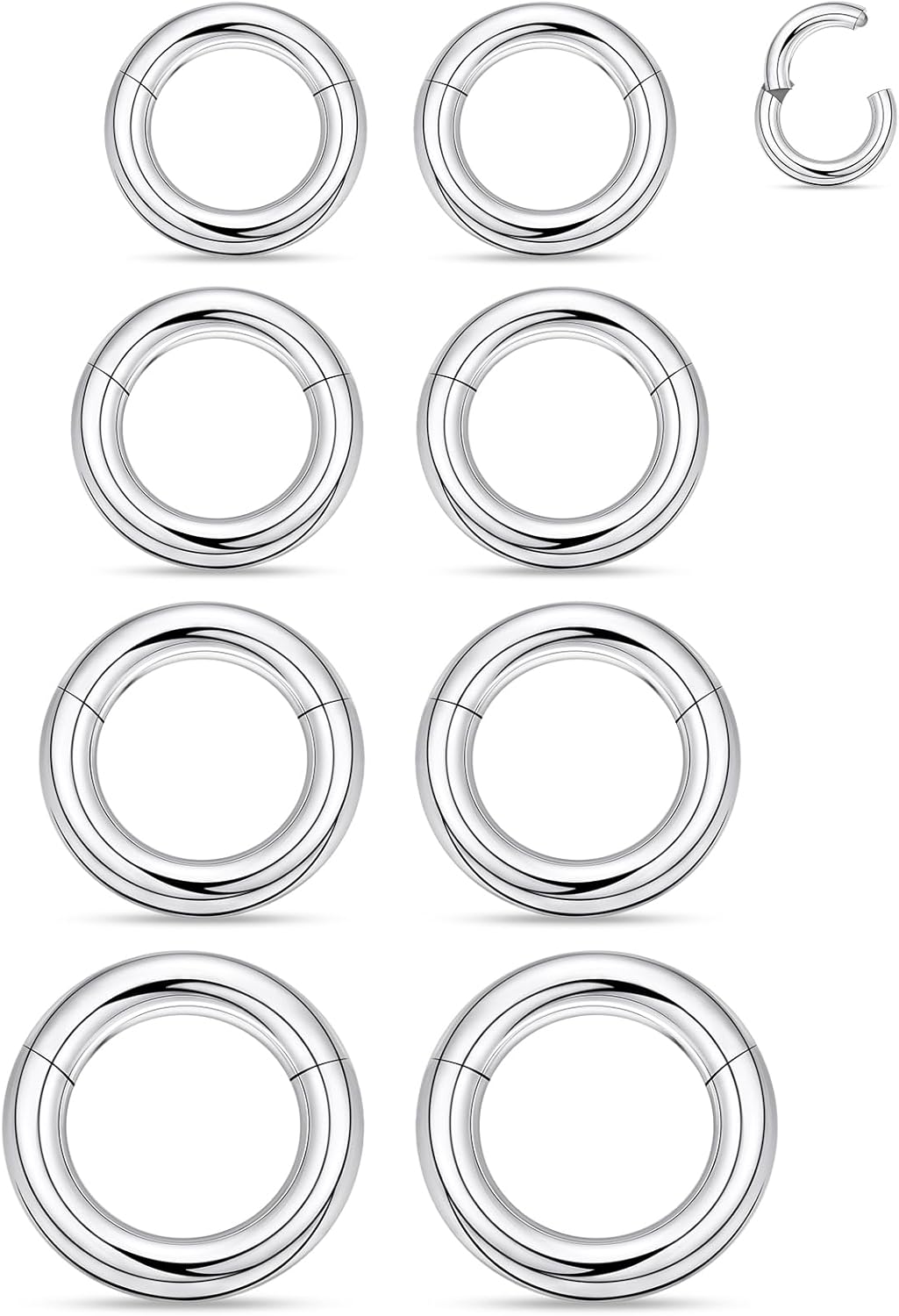 20G 18G 16G 14G 12G 10G 8G 6G Nose Rings Hoops 316l Surgical Steel Clicker Septum Lip Ring Tragus Helix Daith Rook Conch Snug Cartilage Lobe Earrings Hoop Piercing Jewelry For Women Men