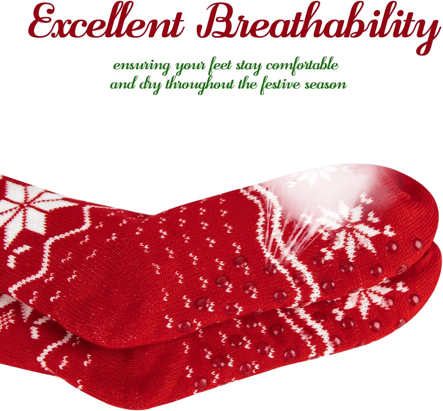 Slipper Socks for Women with Grippers, Fuzzy Christmas Socks Fluffy Cabin Cozy Winter Thick Warm Comfy Fleece Soft for Indoor Outdoor Room - Image 5
