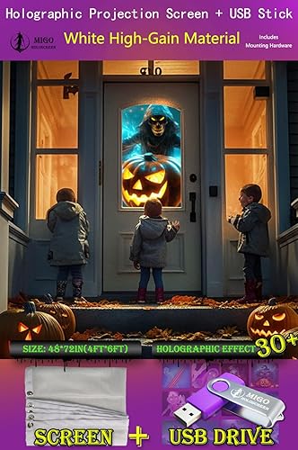 Mischief - Pantalla de proyección trasera holográfica para fiestas al aire libre, barbacoa y divertidos accesorios de broma, malla de poliéster