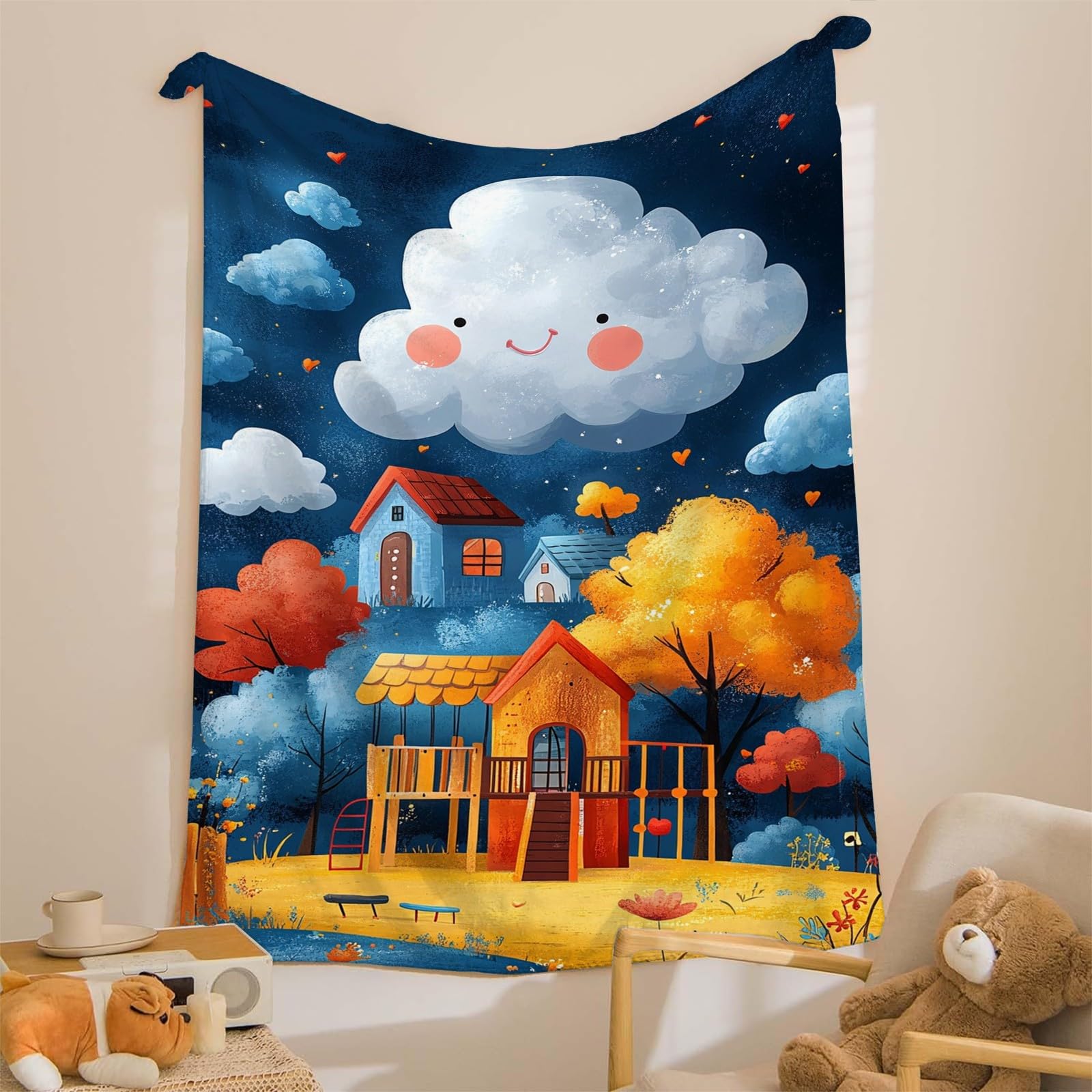 Koc chmury kreskówka gwiaździste niebo koc łóżko pojedyncze ciepłe miękkie koce na sofę flanelowe 180 x 200 cm na wszystkie pory roku