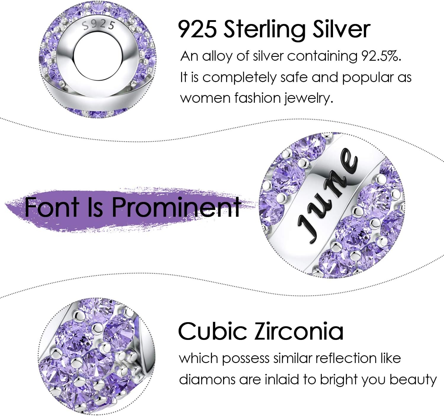 JIAYIQI Birthday Charm Fit Charm Bracelets Necklace, 925 Sterling Silver Pendants Beads for Women Jewelry - Image 4