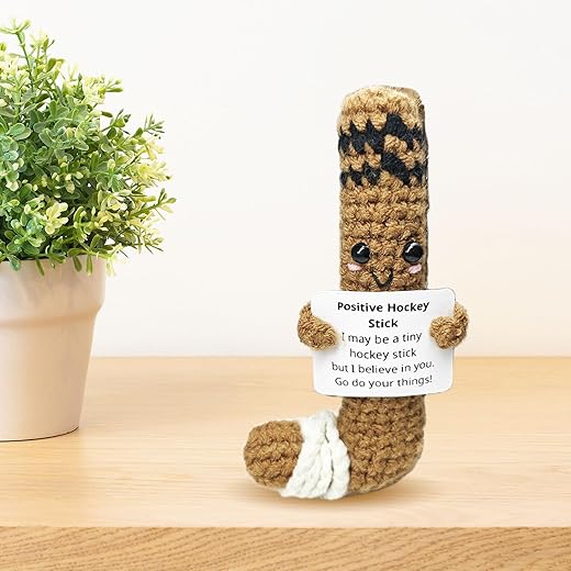 Handmade Crochet Hockey Stick - Emotional Support Decor,Motivational Gift for Hockey Fans,Players & Coaches,Man Cave Sports Decor, Best Friend Gift Idea,Collectible Sports Accent