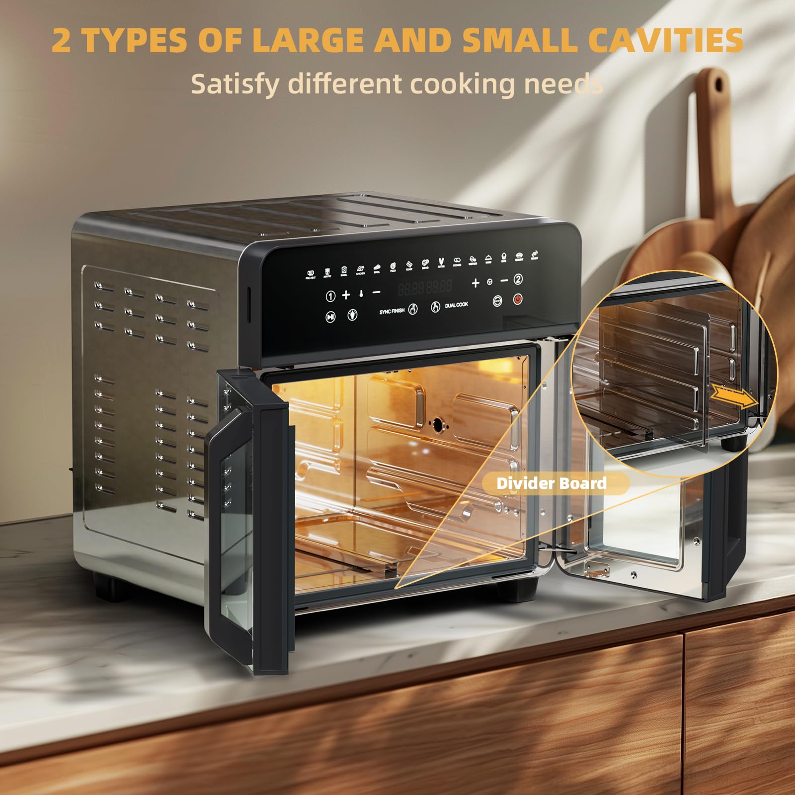 24L Friggitrice Ad Aria Forno XXL 1800W Microonde Friggitrice Ad Aria Grande Forno Pizza Elettrico Air Fryer Doppia Resistenza Forno Elettrico Piccolo Airfryer Forno Elettrico e Microonde Insieme