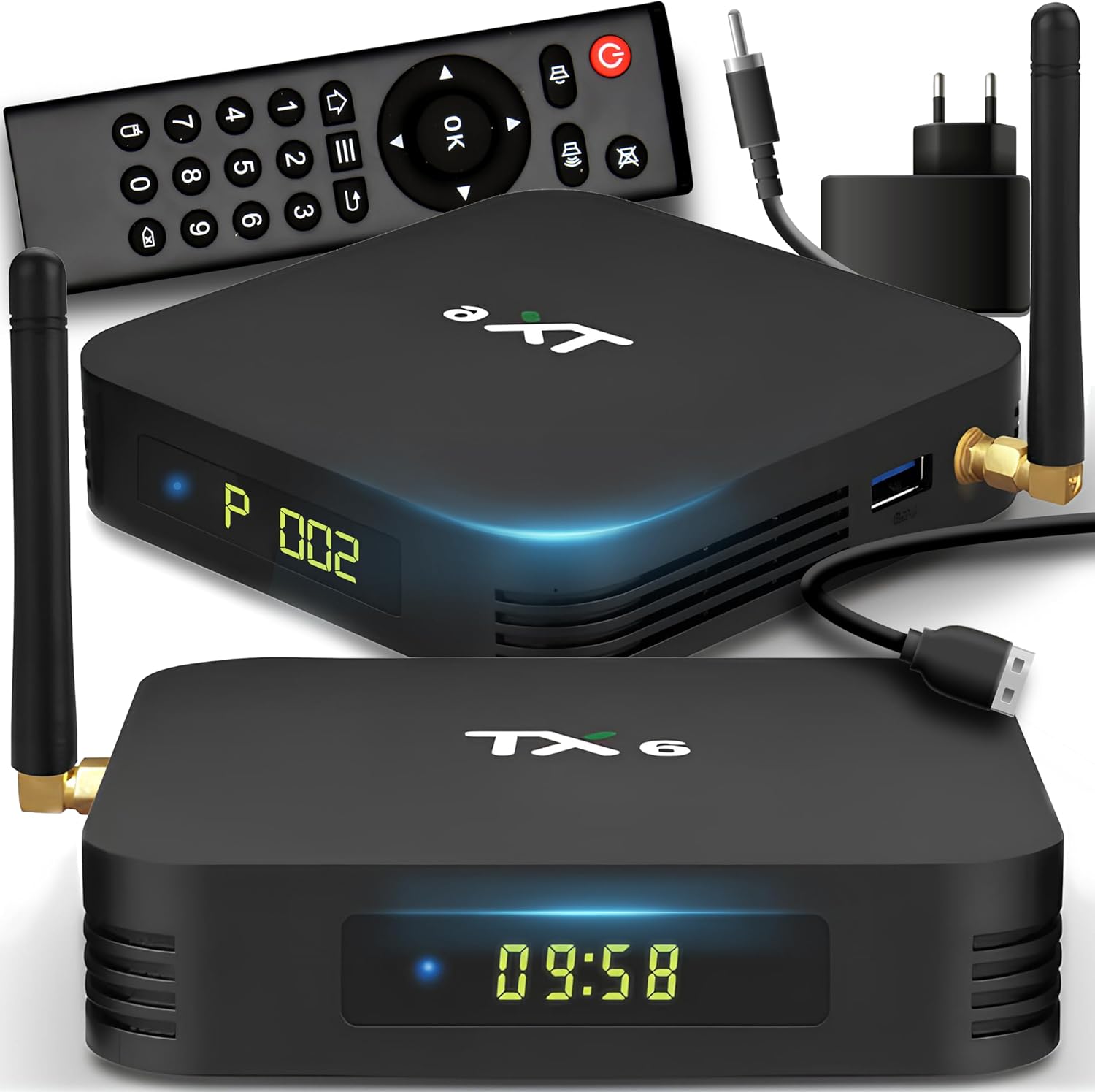 Retoo Android TV Box 4 GB RAM, 32 GB, Streaming Box, Smart TV Box Android 9 64bit 6k HDR, Quad-Core, Soporte 2.4g WiFi, HDMI 2.0a Ultra HD, Reproductor Multimedia De Streaming
