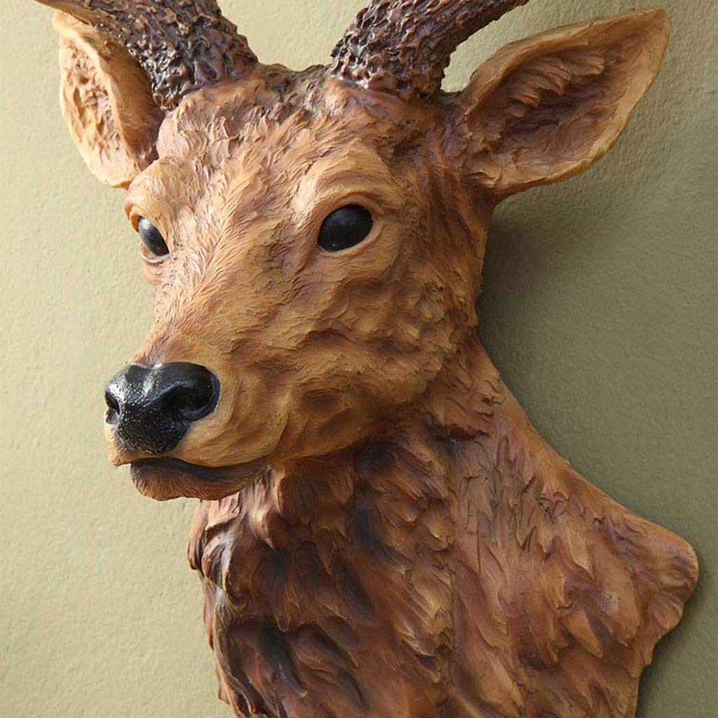 Decorazione da Parete Scultura Creativa A Forma di Testa di Cervo, Ingresso A Parete con Testa di Animale in Resina, Decorazione della Parete di Sfondo del Soggiorno, Regalo per Le Feste(Natural A)