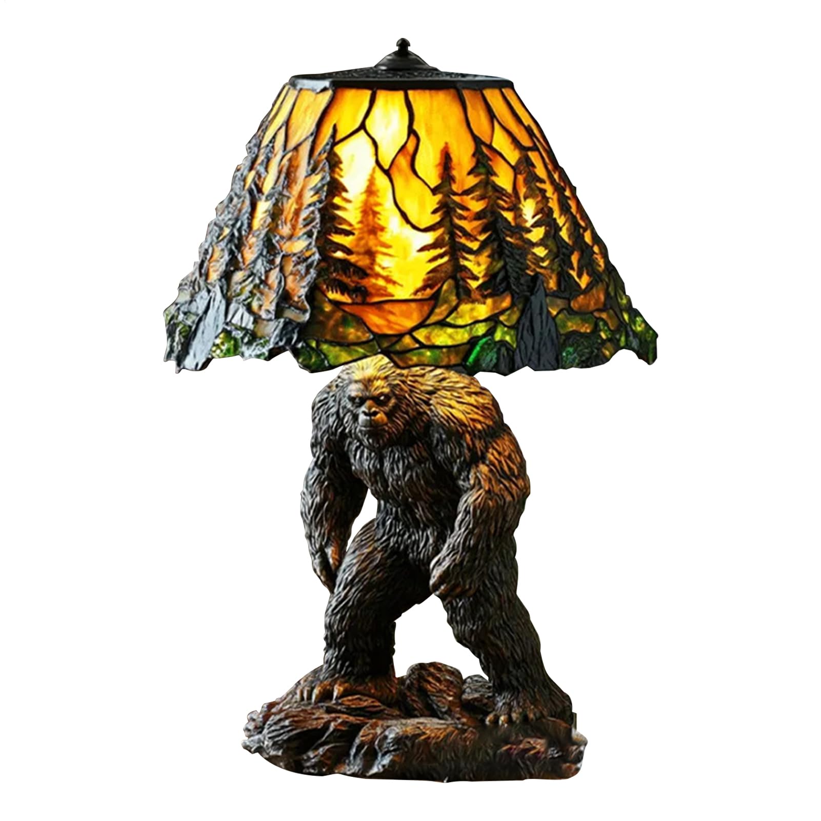 Qyljeiwred Retro Animal Lamp, Funny Gorillas Animal Table Lamp, Creative 3D Animals Resin Night Light for Nursery Bedroom Living