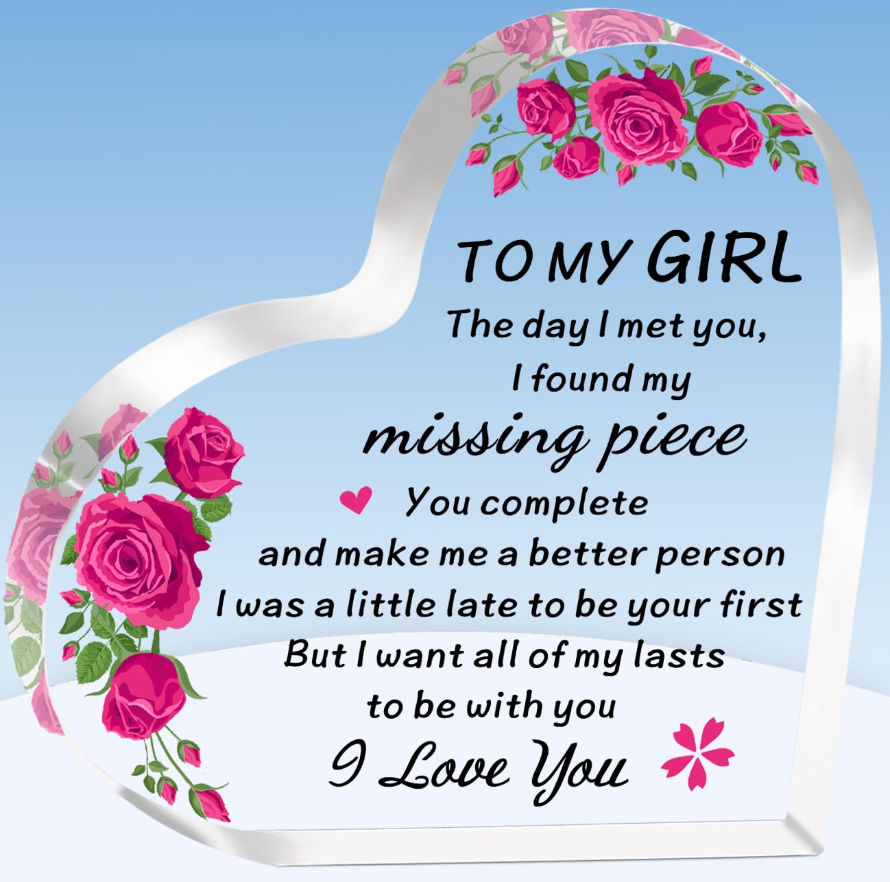 TTOVEN I Love You Gifts for Her Gifts for Girlfriend Valentines Day Gifts for Her Girlfriend Heart Shaped Acrylic To My Girl