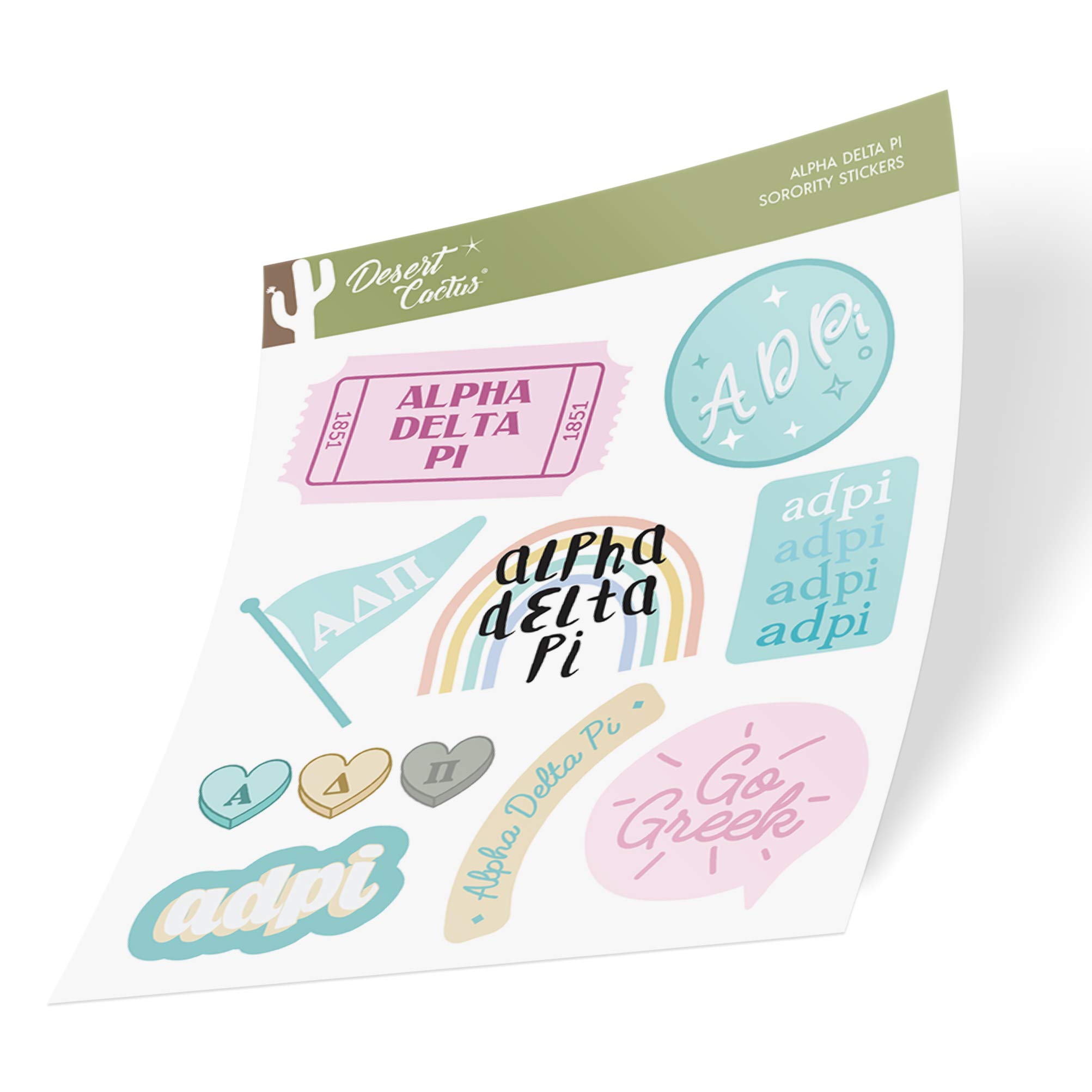 Desert Cactus Alpha Delta Pi Sticker Decal Laptop Water Bottle Car Sheet (Cute Sheet)