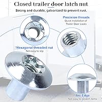 Vista 3 de Tuerca de cabeza abombada Torx de barril 5/16" para pestillo de puerta de remolque de carga - Herrajes para puerta de remolque de carga