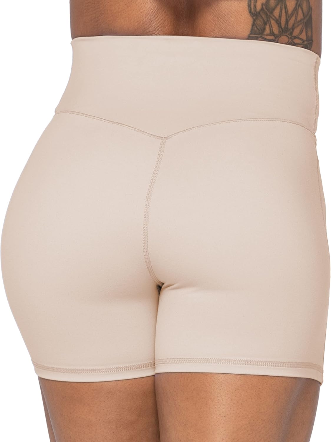 Sunzel Crossover Biker Shorts for Women, No Front Seam V High Waist Yoga Workout Gym Shorts with Tummy Control - Image 4