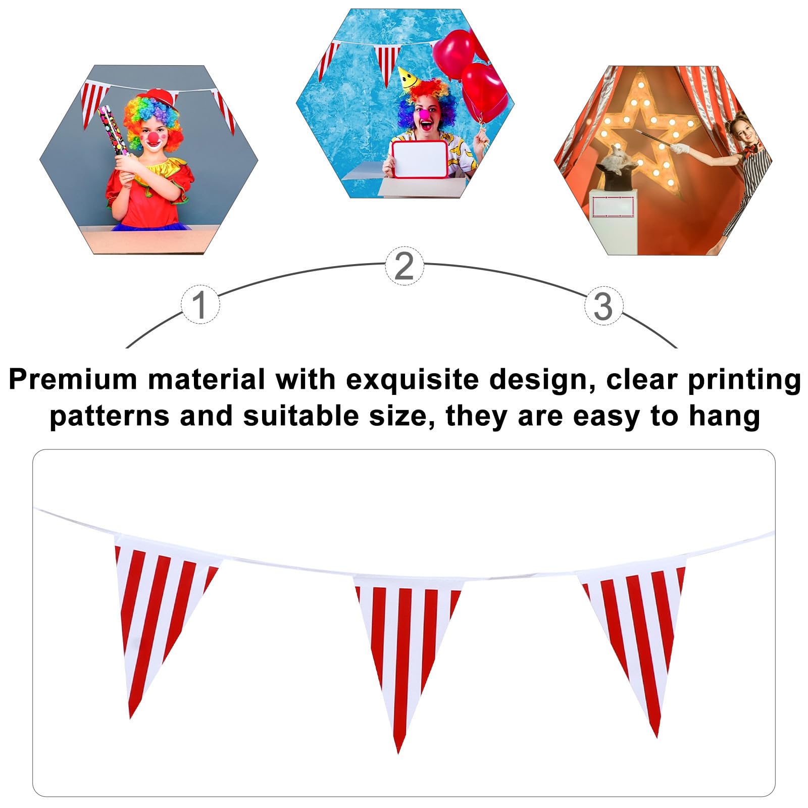 Uonlytech 9 Piezas Banderines Colgantes de Rayas para Decoración de Carnaval y Fiesta, Fáciles de Colgar, Material Pe, Diseño Triangular, Adecuado para Adornos de Carnaval Hogar