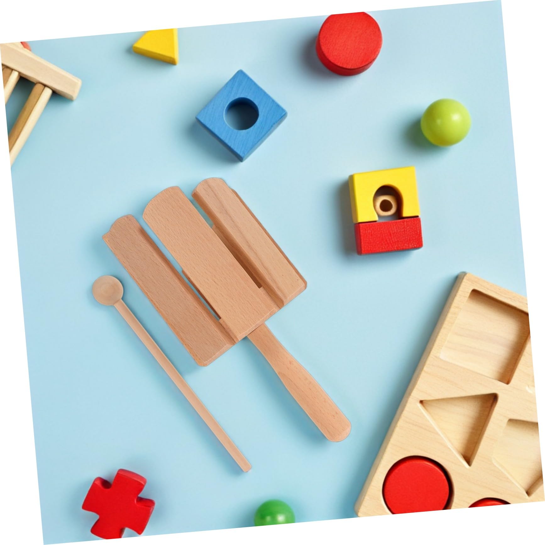 Instrumento de Percusión de Madera 8 Tonos 2 Piezas para Niños | Tono Multisonoro, Color Beige, para Educación Temprana y Actuaciones Profesionales