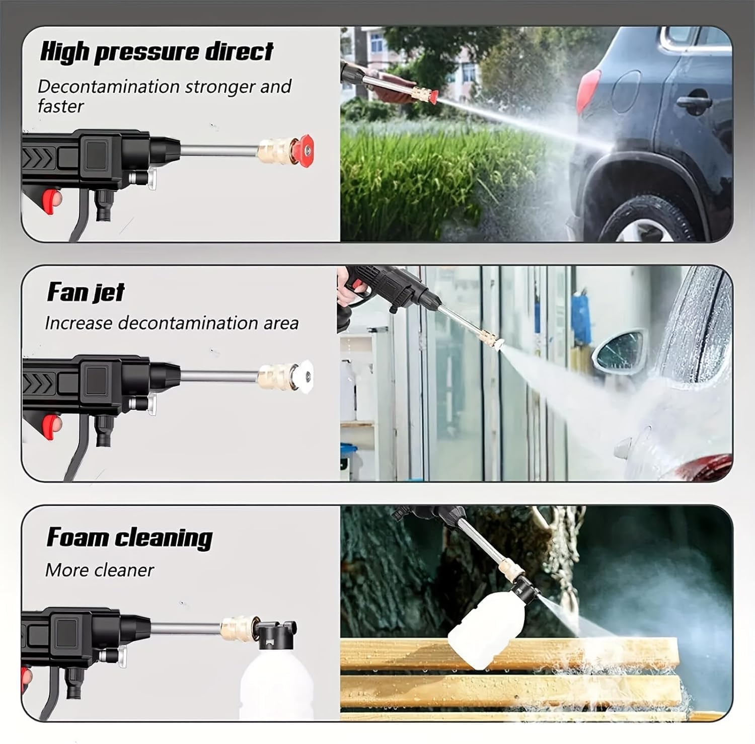 Cordless Portable High Pressure Spray Water Gun,Cordless Pressure Washer,6-in-1 Nozzle High Pressure Washer Gun,Handheld Multifunctional Electric Car Washer,for Car Wash,Garden (One Battery) Product Image 3