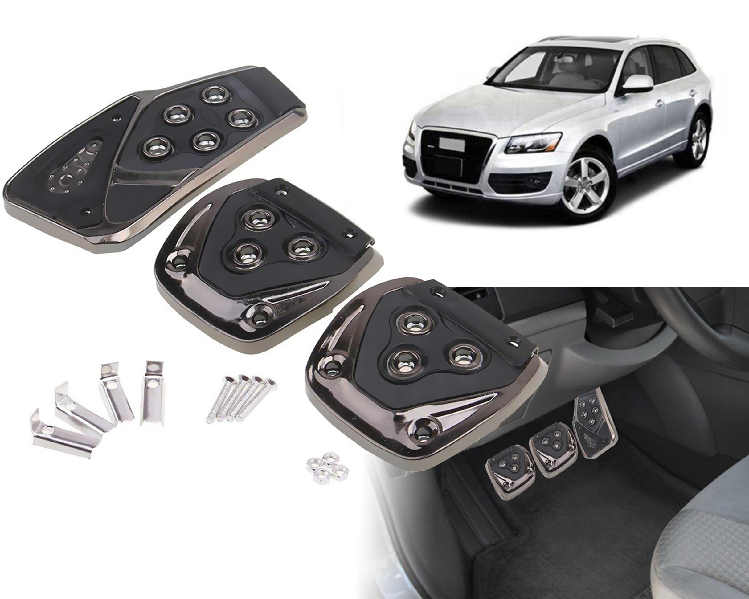 3 Pcs Black Non-Slip Manual Car Pedals kit Pad Covers Set for Audi Q3-picture-12