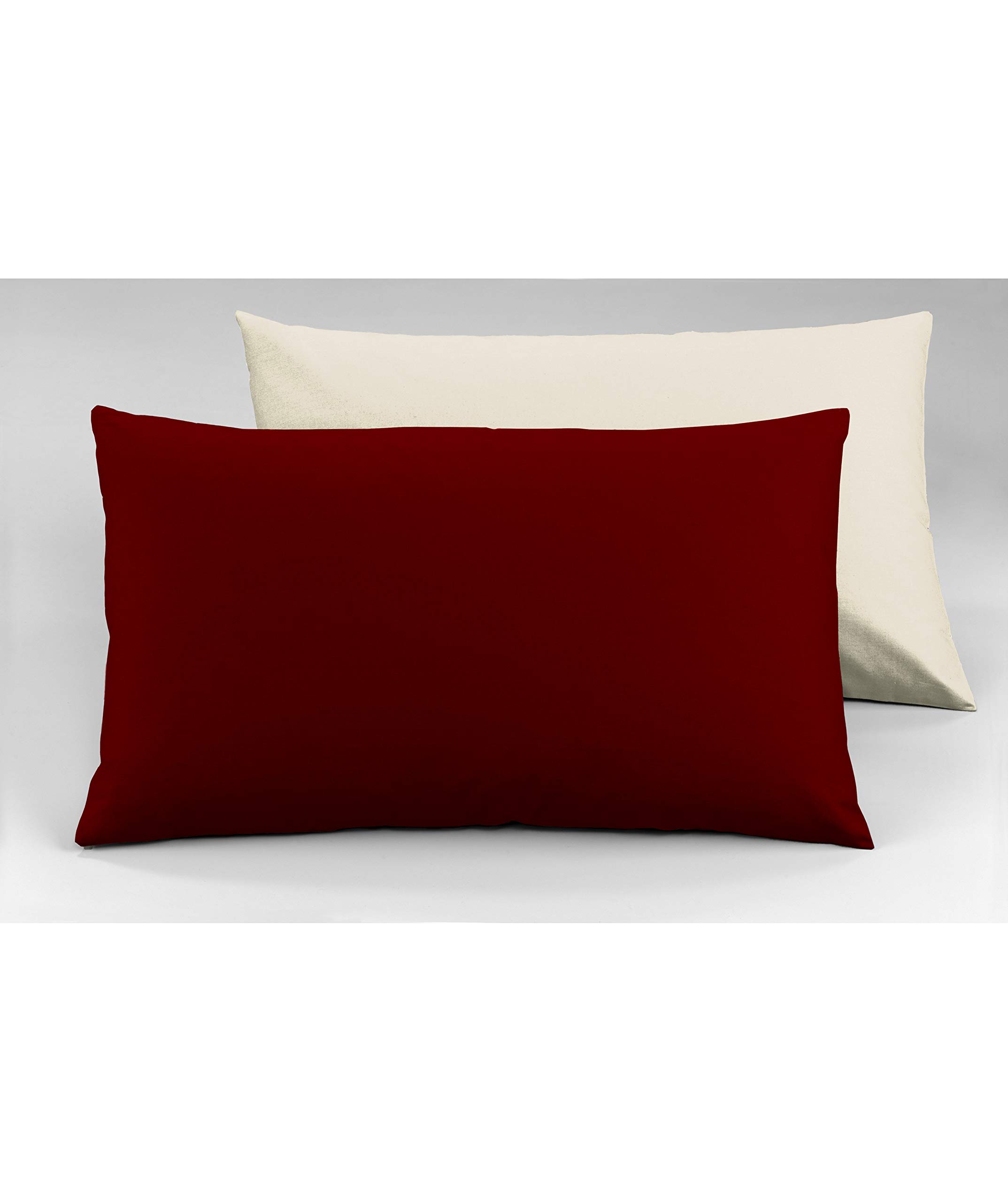 Novilunio Set copripiumino federe letto bicolor double face parure copripiumino in cotone made in Italy (Matrimoniale, Beige/Bordeaux)
