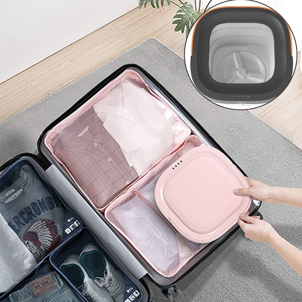 Portable Foldable Washing Machine 110V Mini Washer for Apartments, Dorms, RVs & Camping - Compact Bucket Washer for Laundry, Travel, Underwear & Baby Clothes - Easy to Store & Carry