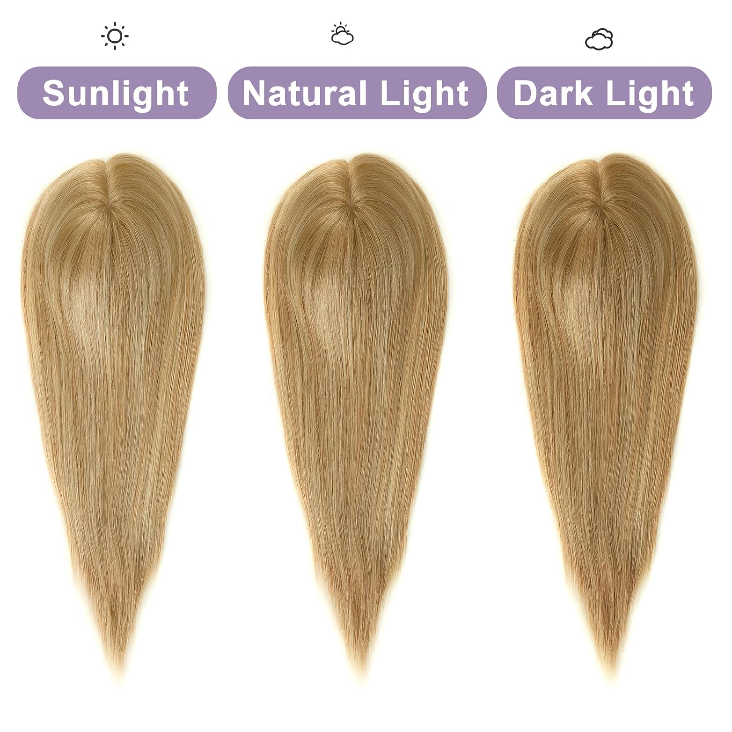 Hair Toppers for Women with Thinning Hair, 7x8 Inch Mono Base Real Human Hair 12 Inch 130% Density No Bangs #TSS