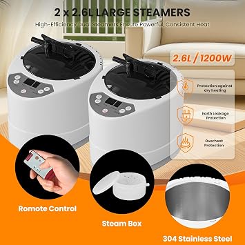 SUNYRISY 2Person Portable Infrared Sauna for Home, Upgraded Foldable Large Size Steam Sauna Room with 3L Steamer, Folding Chair, Full Body Sauna Tent for Relaxation