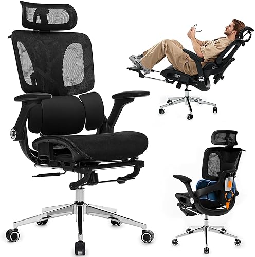 Silla de oficina ergonómica de malla con reposabrazos 4D, silla de escritorio con respaldo alto, sillas de juegos para computadora con reposapiés,