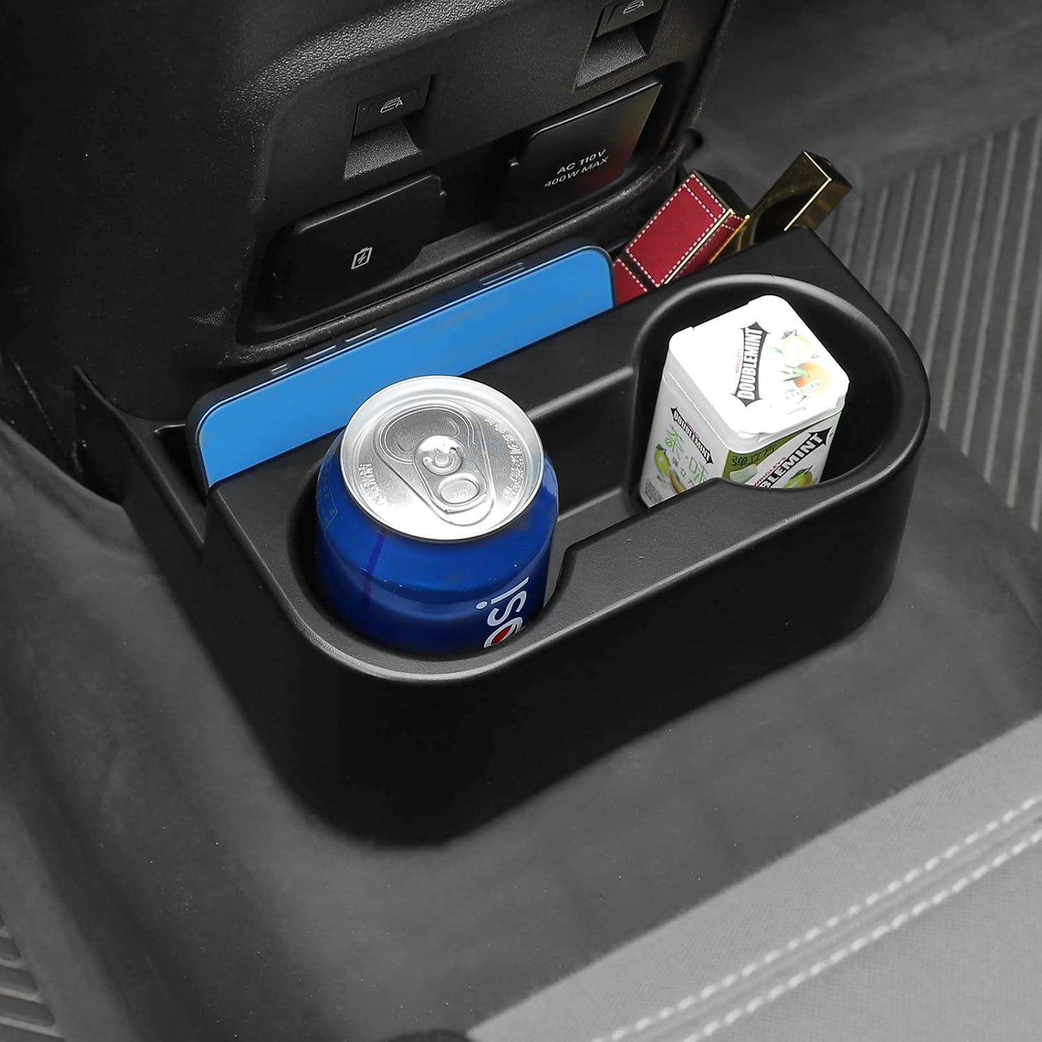Jimen for Bronco Cup Holder, Rear Dual Cup Holder Back Seat Drink Holder Organizer Storage Tray Compatible with Ford Bronco 4 Door 2021-2023