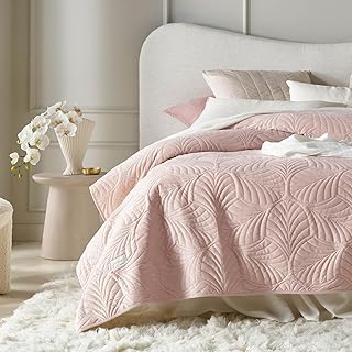 ROOM99 Feel Elegante Colcha en Color Rosa pálido 170 x 210 cm, versátil como Colcha para Cama o sofá, Ideal como Colcha de Terciopelo