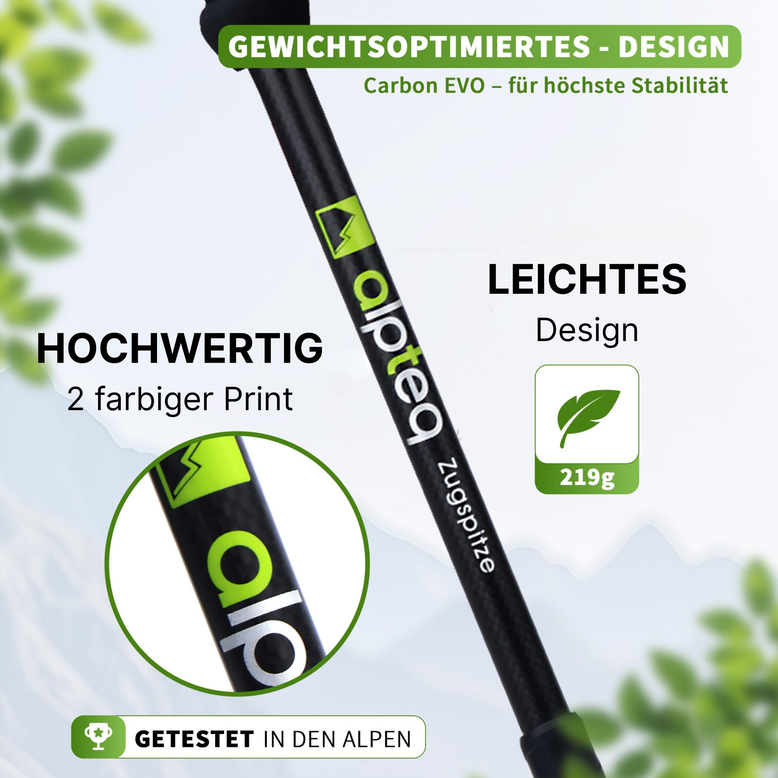 Carbon Trekkingstöcke Ultraleicht - Verstellbar 65-135cm